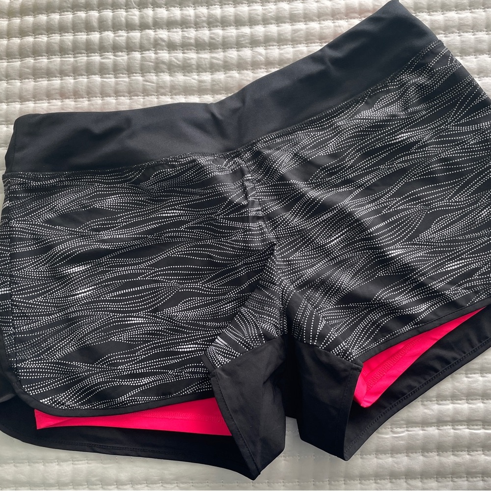 Layer 8 Black Gray Athletic Shorts with attached Pink Bike Shorts